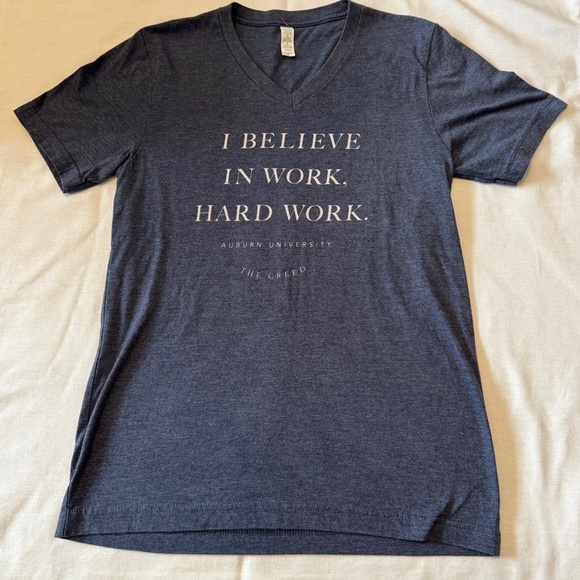 Auburn University Small Blue I Believe in Work Hard Work The Creed T-shirt Tee - Picture 1 of 7